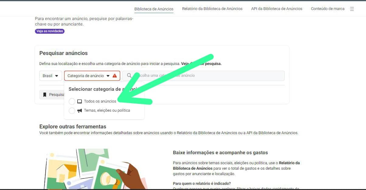 Biblioteca de anuncios Facebook